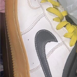 Nike Kids White and Black Sneakers with Yellow Accents